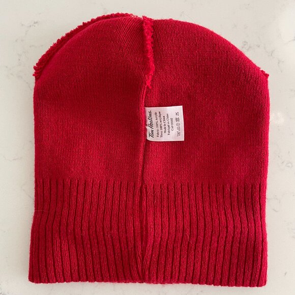 Tim Hortons Sidney Crosby Knit 100% Acrylic Toque w Pom Pom Red Grey White Sz OS - Picture 8 of 10